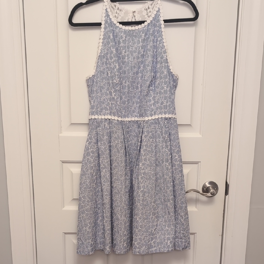 Lilly Pulitzer Pink and White Tag with Blue Stripes